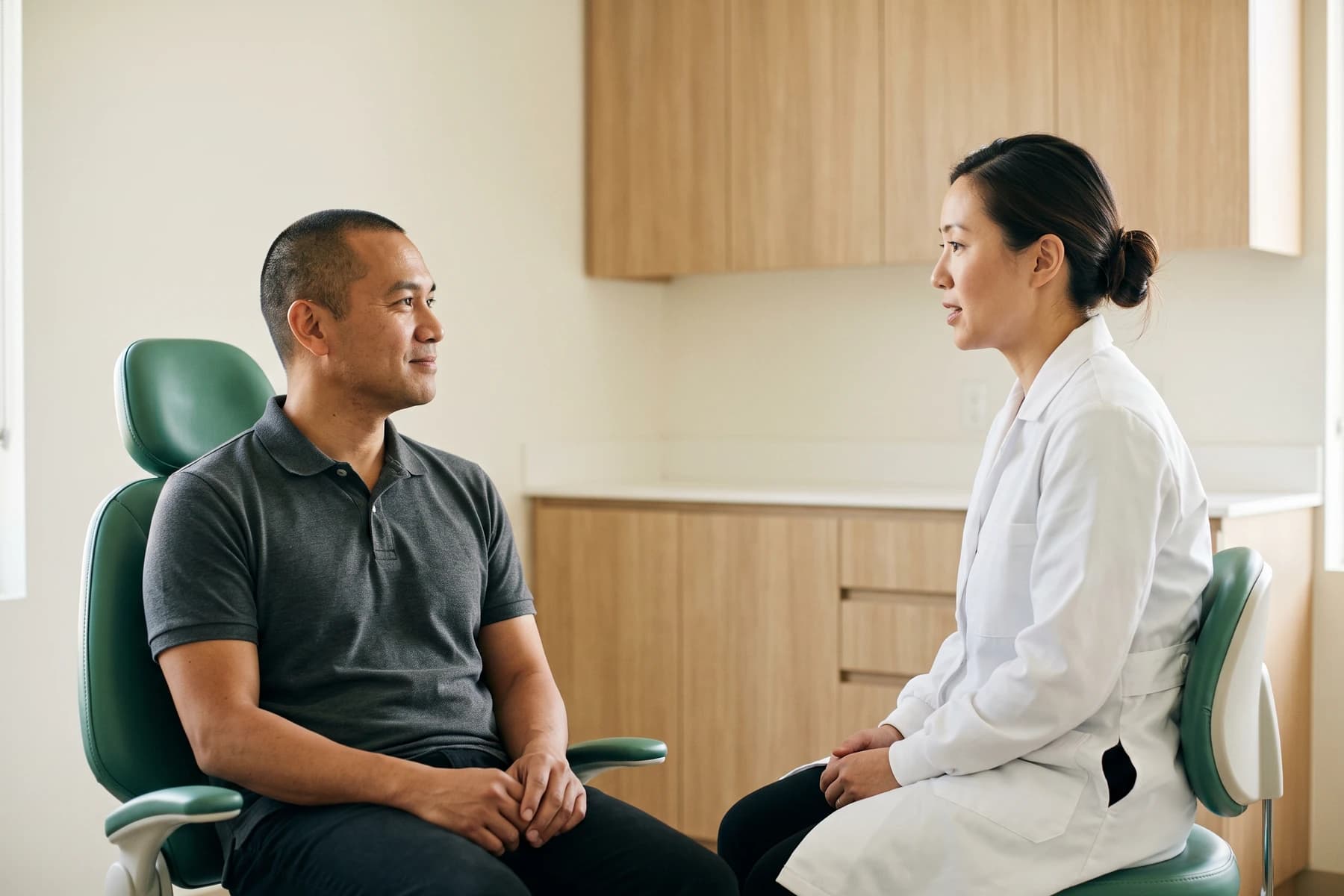 Illustrative dental discussion about treatment planning.
