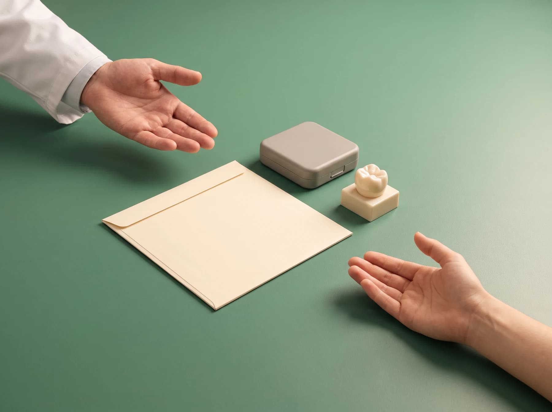Illustrative handoff of implant records and follow-up information