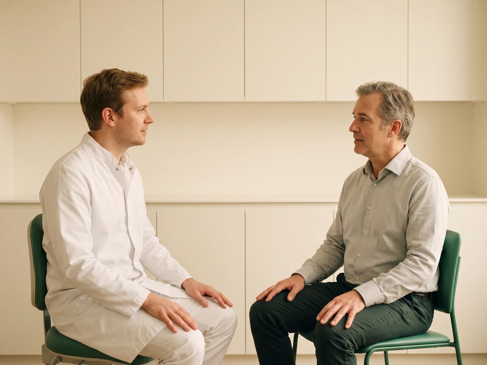Illustrative dental consultation about future follow-up care.