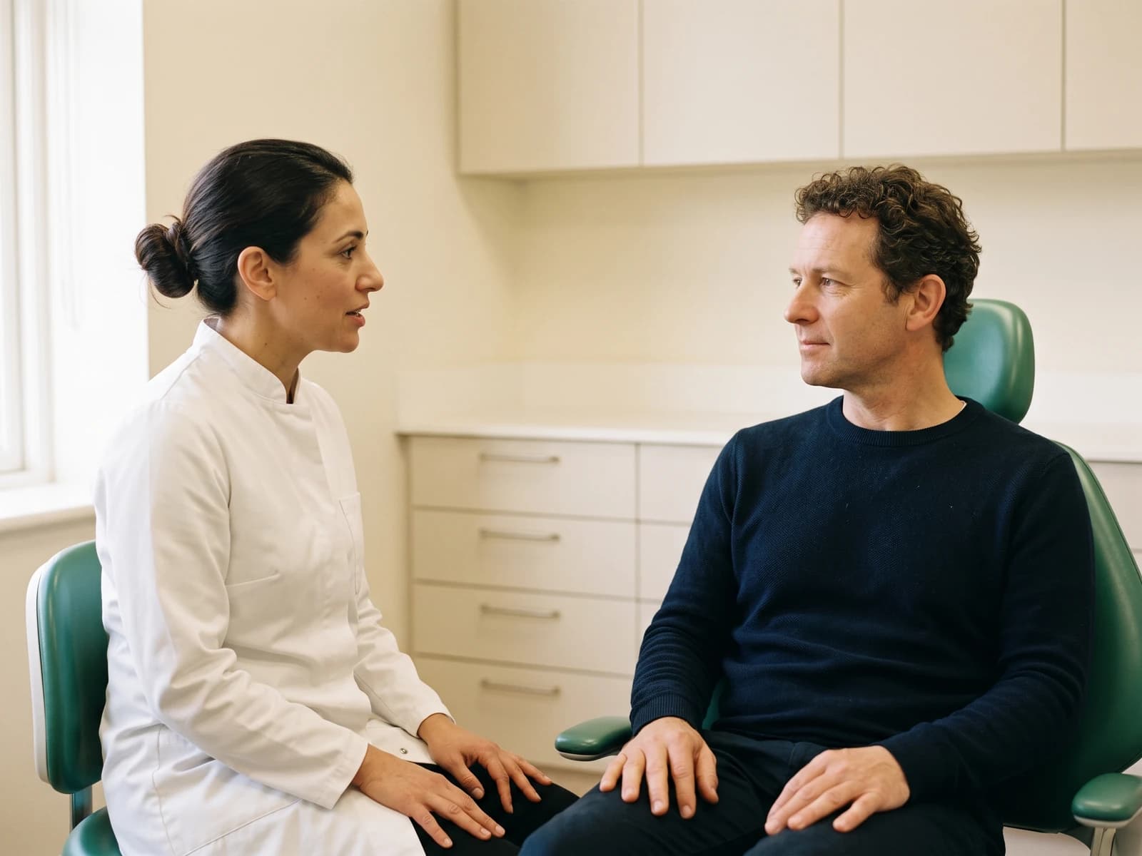 Illustrative dental consultation accompanying the limits of public veneer clinic information.
