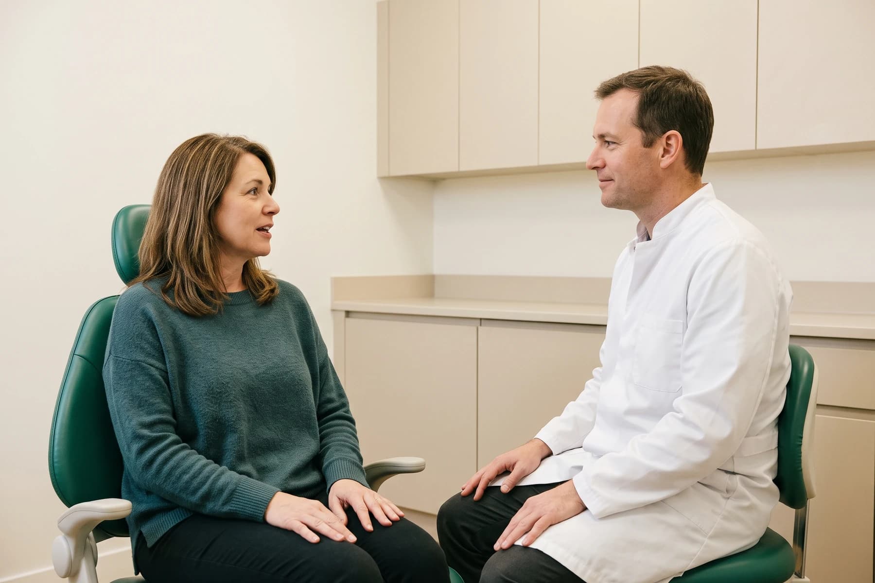 Illustrative dental discussion accompanying an explanation of clinic ranking methods.