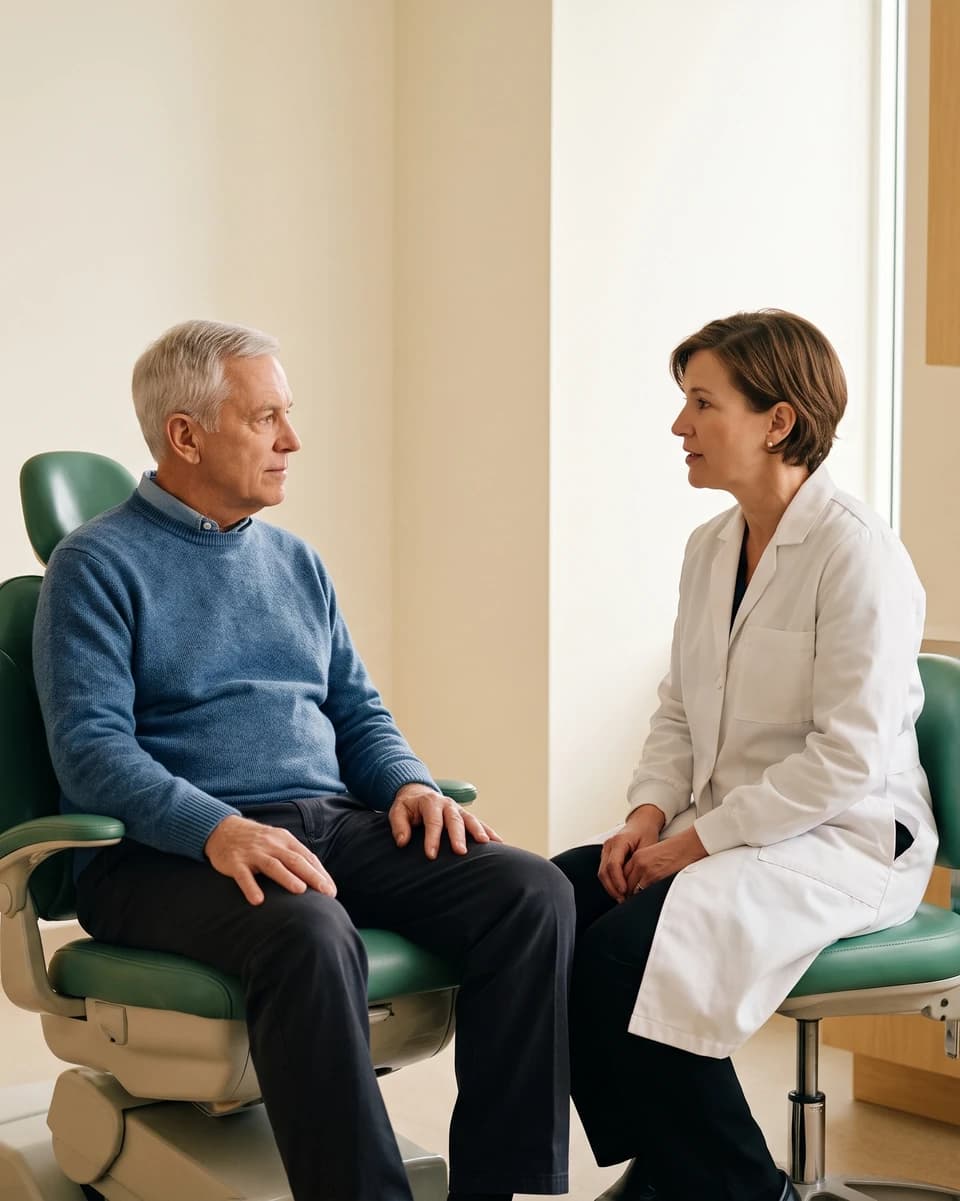 Illustrative dental consultation accompanying checks for comparing veneer treatment quotes.