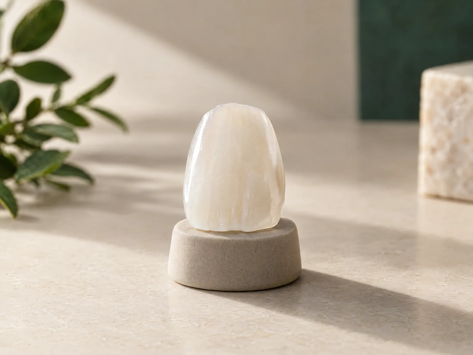 Illustrative ceramic veneer showing its outer surface.