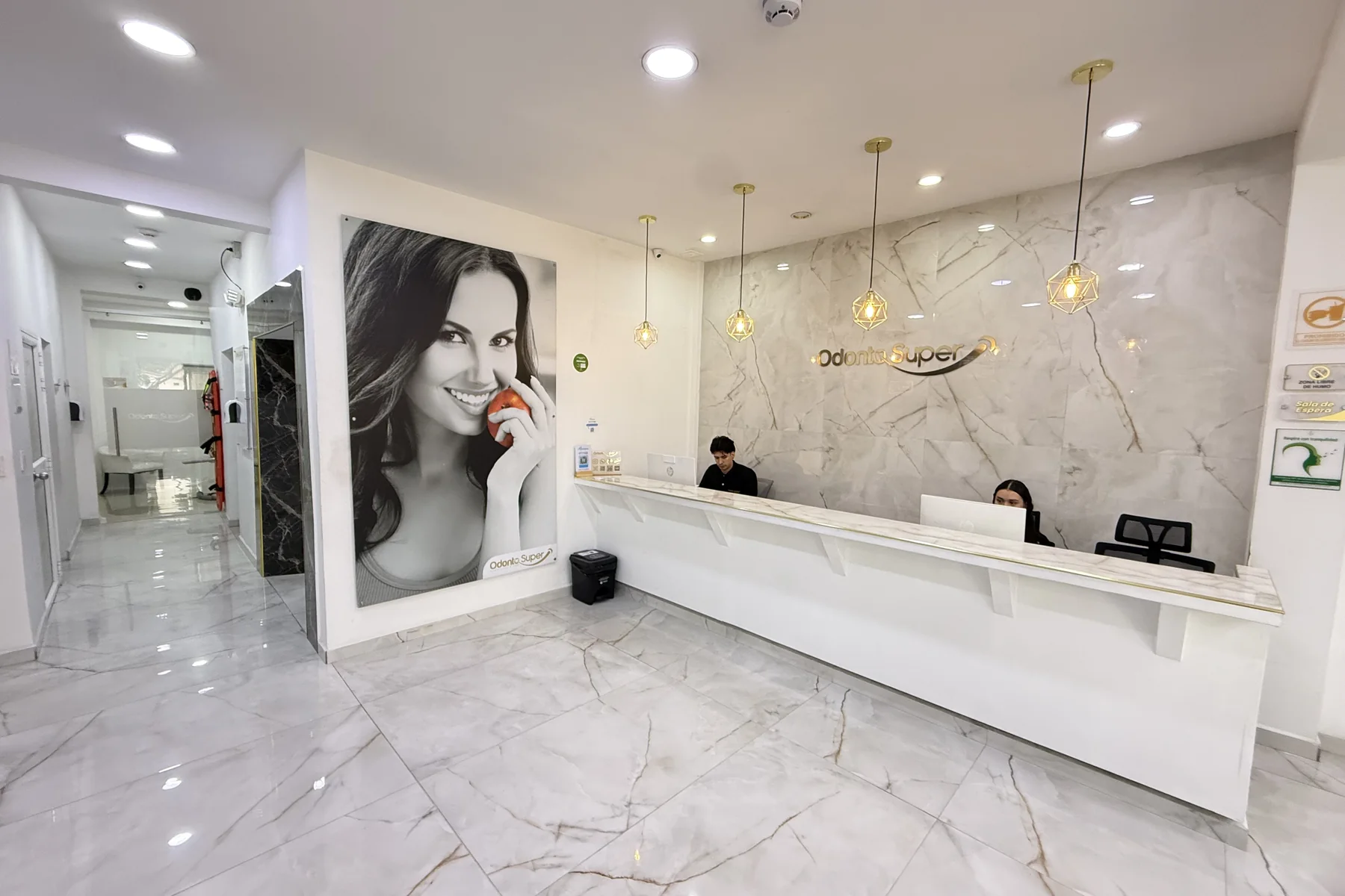 Reception area at our Medellín clinic, Odontológica Súper.