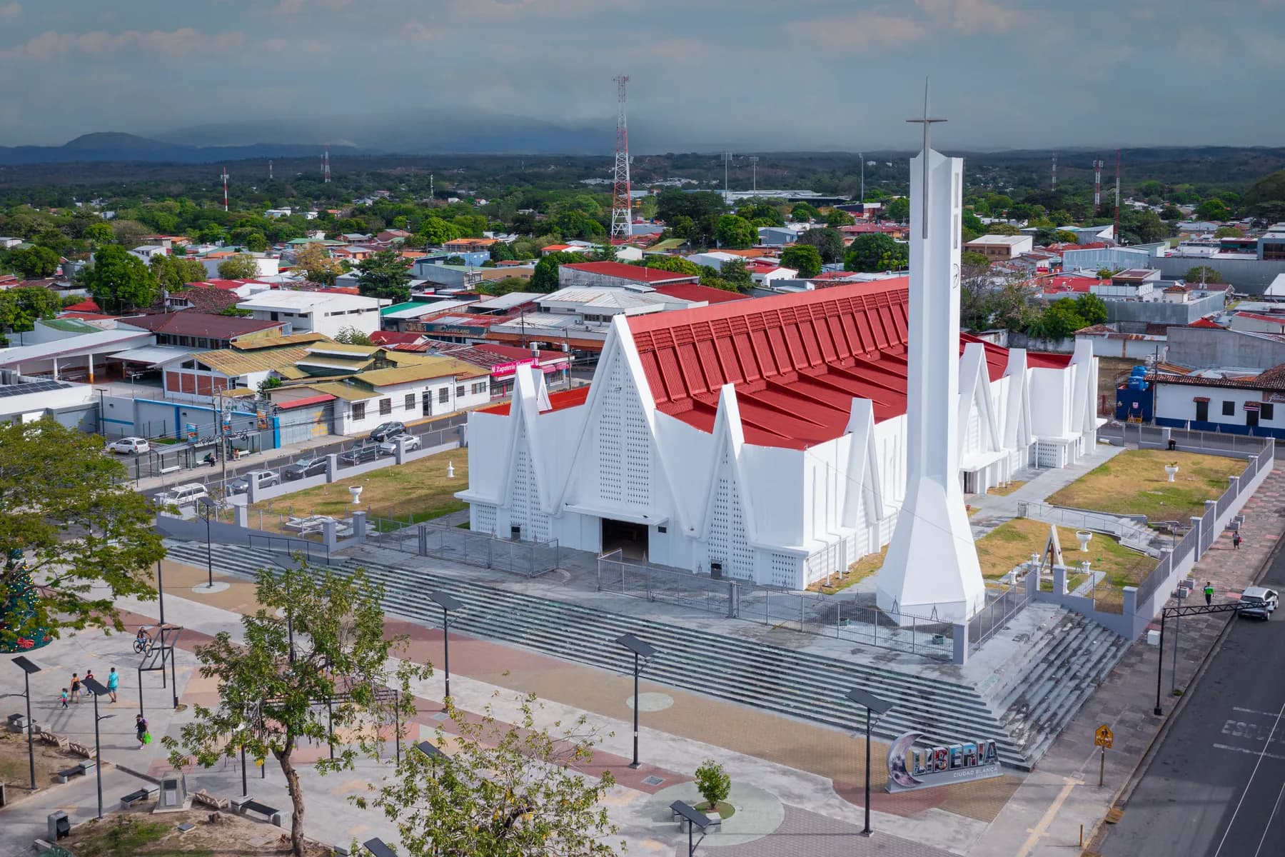 The Parish Church of the Immaculate Conception beside Parque Mario Cañas in Liberia, Costa Rica.