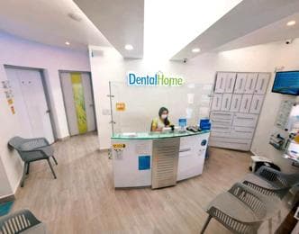 Dental Home reception with clinic signage