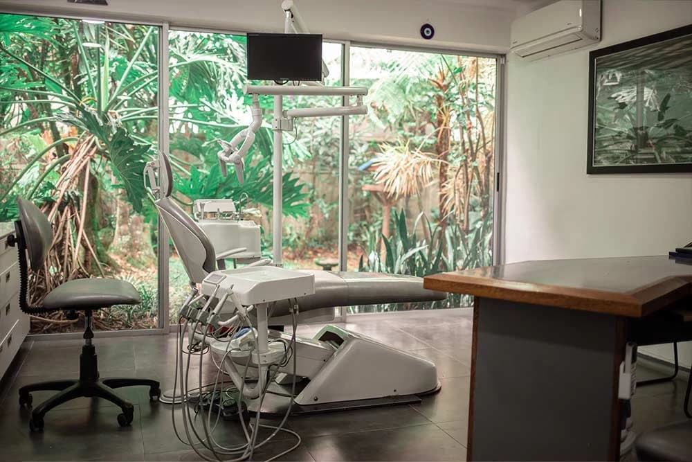 International Smiles treatment room with garden-facing windows