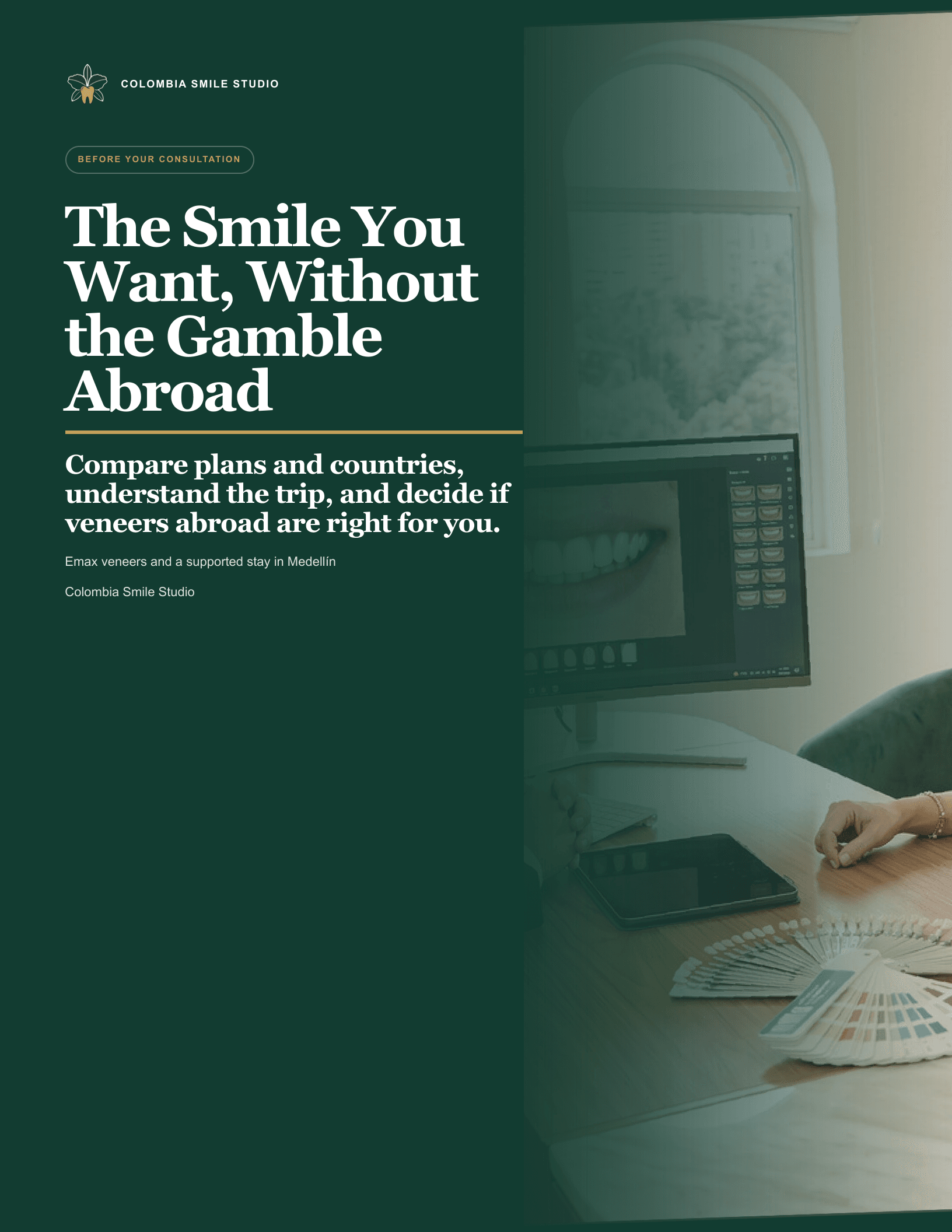 Cover of the free Colombia Smile Studio Veneers Abroad Guide
