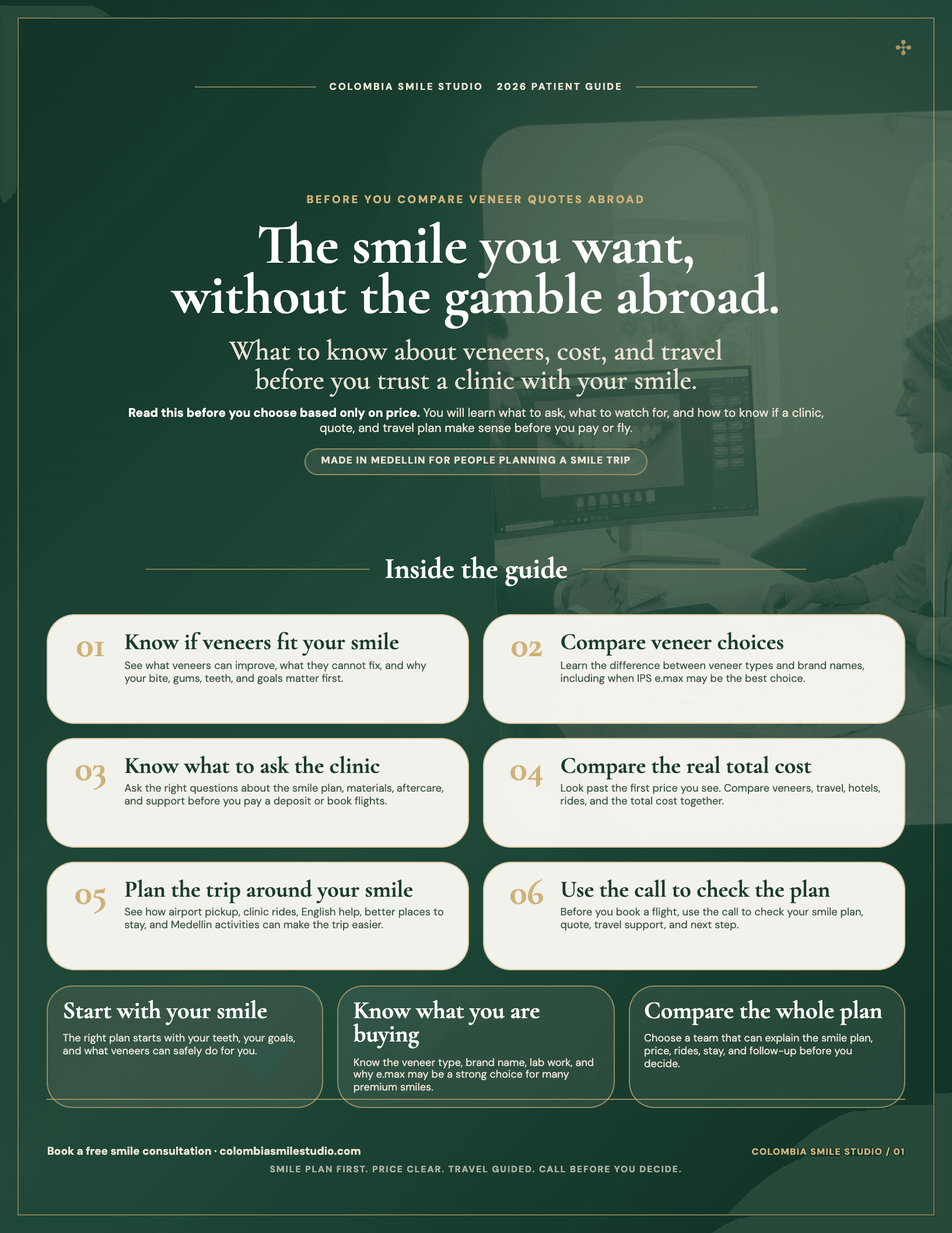 Cover of the free Colombia Smile Studio Veneers Abroad Guide